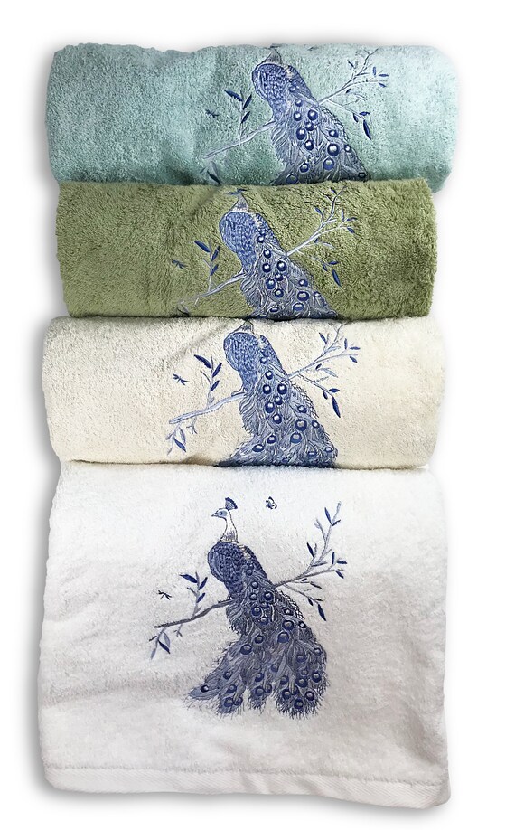 Peacock Embroidered Turkish Towels Luxury Towels Bathroom Home Spa  Housewarming Gift 100% Cotton Free Shipping Newlyweds 