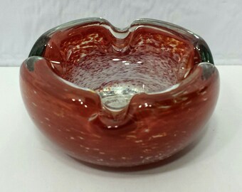 Vintage Blown Murano Fused Art Glass Ashtray Blown Murano Style