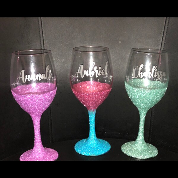 Glitter Wine Glasses Etsy