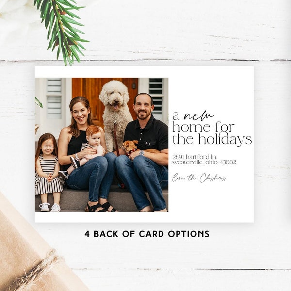 A New Home For The Holidays Family Card | Printable Christmas Card DIY | Decking New Halls Moving Announcement Holiday Card | Cheap Holiday