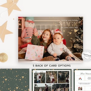 Ich sende Ihnen Urlaub Magie Subtil Disney Familie Weihnachtskarte Familie Klappbrisuren | Zauberhafte Weihnachtskarte Goldfolie | Druckbare Fotos Weihnachtskarte DIY