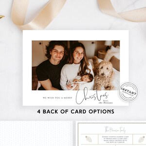 Wij wensen u script | Afdrukbare kerstkaart voor gezinnen | Foto kerstkaart downloaden | Moderne kerstkaart | Eenvoudige kerstkaart
