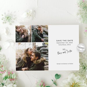 3 Photos Save the Date | Minimalist Save the Date | Photo Save the Date Template | Budget Printable Save the Date | Modern Save the Date DIY