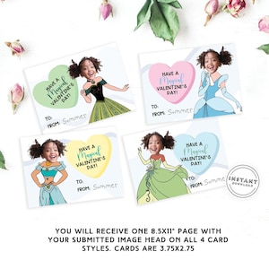 AANGEPASTE prinsessenvalentijnskaarten voor klasgenoten | Prinses Valentijnskaarten om uit te delen in de klas | Your Face-valentijnskaart voor kinderen 4
