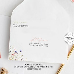 Wildflower Bridal Shower A7 Envelope Addressing Template Colorful