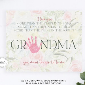 Grandma Handprint Art Gift | You Mean The World To Me Gma | Keepsake Art Craft for Toddlers | First mothers day Gift Grandma | Special Gift
