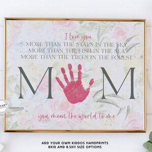 Mothers Day Poem Handprint Art | You Mean The World To Me Mom | Keepsake Art Craft for Toddlers | First mothers day Gift | Special Gift Mom