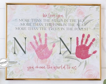 Nana Handprint Art Gift | You Mean The World To Us Gma | Keepsake Art Craft for Toddlers | Two Grandkids Gift Grandma | Special Gift Nana