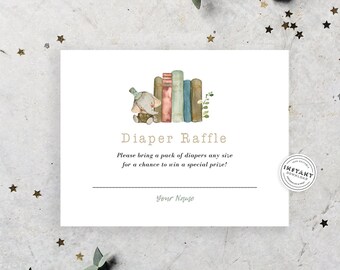 Vintage Storybook Pañal Raffle Insert / Tarjeta de notas para Baby Shower Diaper Raffle / Libro de cuentos Baby Shower / Libros favoritos vintage Diaper