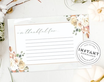 Friendsgiving I'm Thankful For Note | Thanksgiving grateful for card | Thanksgiving activities printable | Friendsgiving games instant