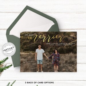 Mehr the Merrier Photo Weihnachtskarte Editierbare Vorlage | Schwangerschaft Weihnachtskarte | Weihnachtskarte | Druckbare Fotos Weihnachtskarte DIY