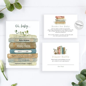 Vintage Story book Baby Shower Invitation Suite | DIY Baby Shower 3 piece Invite | Vintage Nursery Rhymes Baby Shower | Reader Baby Shower