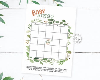 Woodland Baby Shower Bingo Juego Imprimible / Baby Shower Juego Individual / Bebé Animal Rústico Baby Shower Actividades Bingo Woodland Theme