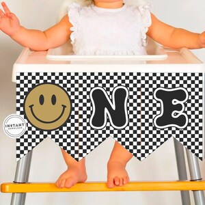 One Happy Dude High Chair Banner | Smiley One High Chair Banner | First Birthday One Happy Dude Chair Decor | DIY High Chair Banner 1st Bday