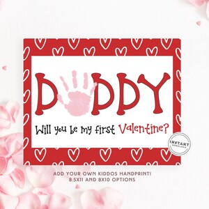 Handafdruk Daddy First Valentine | Papa's eerste valentijnscadeau van Baby | Handafdruk DIY Knutselkunst Baby Kids | Vader Valentijnskaart van Kid