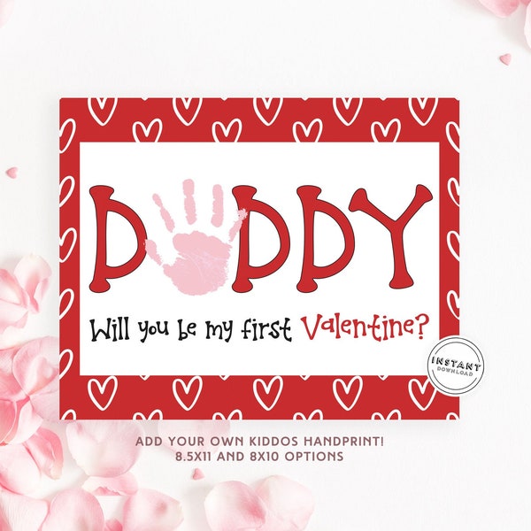 Daddy First Valentine Handprint Craft | Daddy's First Valentine from Baby | Handprint DIY Craft Art Baby Kids | Dad Valentine Card From Kid