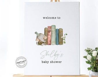 Vintage Storybook Baby Shower Welcome Sign Template | DIY Baby Shower Welcome | Vintage 24x36 Sign Baby Shower | Reader Baby Shower | Book