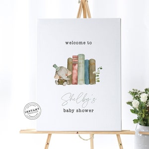 Vintage Storybook Baby Shower Welcome Sign Template | DIY Baby Shower Welcome | Vintage 24x36 Sign Baby Shower | Reader Baby Shower | Book