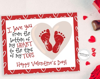 Bottom of my Heart, Tips of my Toes | Happy Valentine's Day | Footprint Heart Craft for Kids | Toddler Valentines | 1st Valentines Keepsake