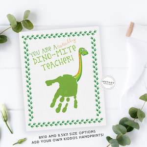 You Are a DINO Milbe Lehrer Handabdruck Handwerk | Handabdruck Andenken für Lehrer | Handabdruck Beste Lehrer Wertschätzung Handgemachte Karte Danke