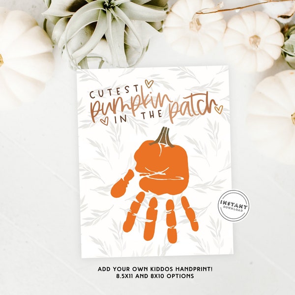 The Cutest Pumpkin In The Patch | Handprint Art | Hand print Craft for Kids | Toddler Fall Craft | Keepsake Gift to Grandparents  Craft Gift