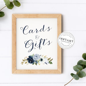Dusty Blue Cards and Gifts Wedding Sign | Navy and Light Blue Editable Wedding Sign | Slate Blue Wedding DIY Sign | Printable Wedding 8x10