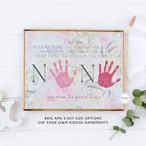 Nana Handprint Art Gift | You Mean The World To Me Gma | Keepsake Art Craft for Toddlers Two Grandkid I love you Grandma | Special Gift Nana