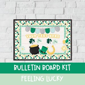 Feeling Lucky Bulletin Board Kit Bulletin Board Borders, Decor, Letters, Personal Name St Patricks Day Classroom Display Boho Holiday Class
