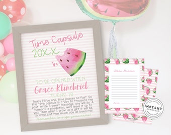 One In A Melon Birthday Themed Time Capsule | Time Capsule Template for 1st birthday | First Birthday Time Capsule | Watermelon Birthday