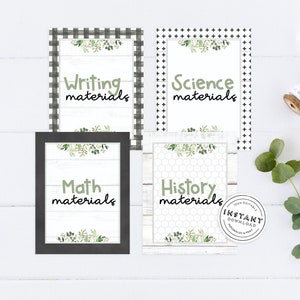 Set of 4 Farmhouse Classroom Binder Covers | Modern Farmhouse Teacher Decor | Editable Binder Template | Instant Download Classroom Decor