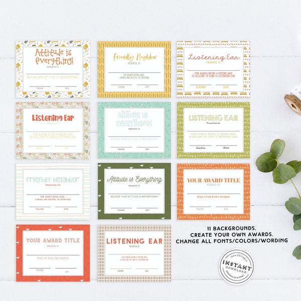 School End of the Year Awards for Teachers, Daycare Sports | Cute Teacher Printable | Editable Superlatives Instant Download Classroom