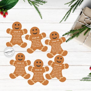 Gingerbread Man Scavenger Hunt for Kids | At Home Holiday Treasure Hunt | Winter Game for Toddlers Santa Christmas Kids Game Printable