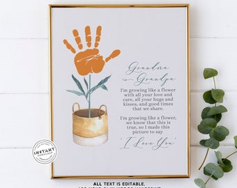 EDITABLE Growing Like a Flower | Handprint Art Thank You Craft for Kids | Toddler Thanks Gift | Keepsake Gratitude | Toddler Valentines