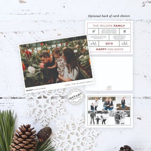 Modèle modifiable de carte de Noël photo | Carte minimaliste moderne | Carte de Noël pour la famille Bilan de l&#39;année | Carte de Noël bohème imprimable à faire soi-même