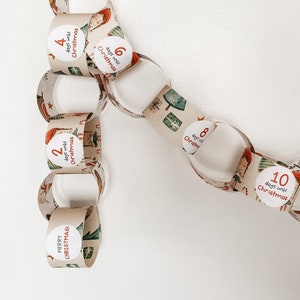 Christmas Countdown Paper Chain | Christmas Advent | Christmas Garland | Download Paper Chain Winter for Kids | Boho Christmas Advent Count