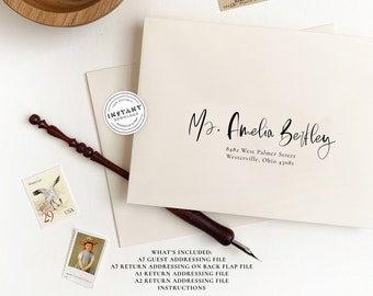 Modello di indirizzo per buste da matrimonio / Busta con lettere a mano / Etichetta di ritorno modificabile / Busta fai da te / A1 A2 e A7 / Indirizzo calligrafico