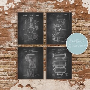 Bathroom Patent Printable | INSTANT DOWNLOAD boys bathroom | Farmhouse bathroom wall print | Industrial Unisex bathroom wall decor | Bath