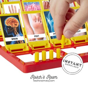 Menschlicher Körper Guess Who Druckbare Vorlage | Sammeln Runde Homeschool | Schule Gues Who | Lustige Spiele für die Schule | Sammeln Sie Runde Wissenschafts-Biologie