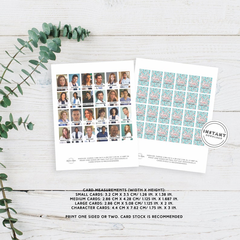 Greys Anatomy Guess Who Game Pieces Printable Game Pieces | Etsy