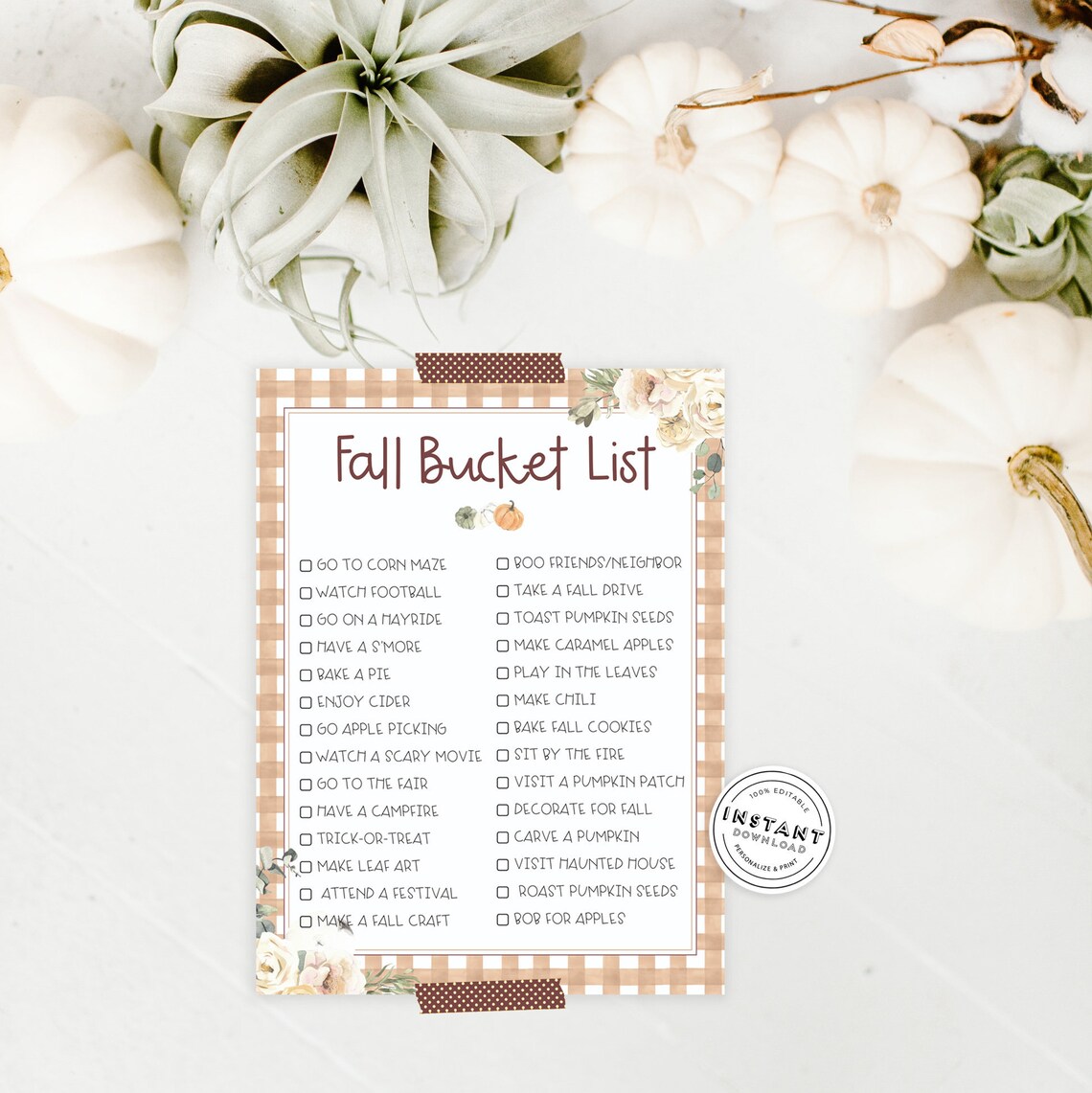 Fall Bucket List Printable | Farmhouse Fall Decor | Family Activity ...
