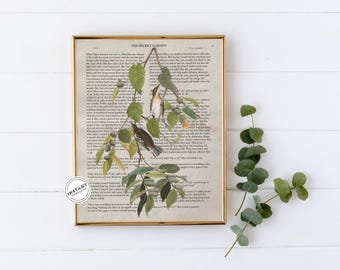 The Secret Garden Book Botanical Print | Literary Floral Art Print Digital Dictionary Flower Art Printable The Secret Garden Book Lover Gift