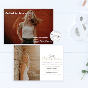 LDS Missionary farewell invitation Minimalist Color Block | Modern LDS Called to Serve Printable | Elder Printable Graduate Photo card