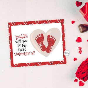 Primo San Valentino del papà / Buon San Valentino / Cuore con impronta per bambini / San Valentino per bambini piccoli / Ricordo del primo San Valentino