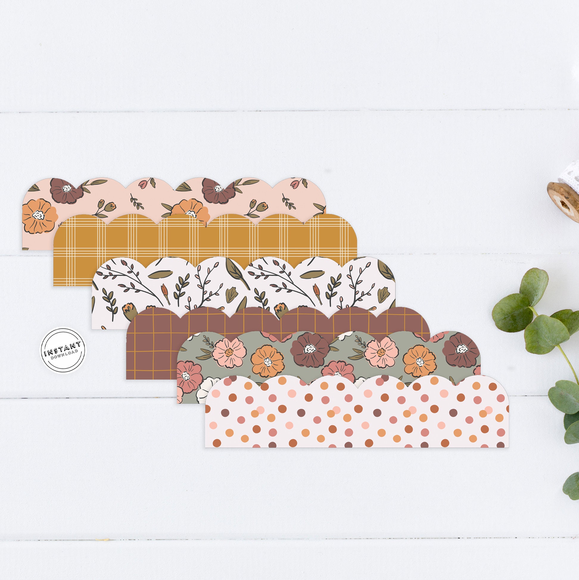 Boho-Pinnwand-Bordüre 20 M – 2 Rollen Mit Herz & Blume, Wiederverwendbar