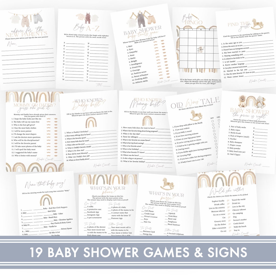 Boho Baby Shower Games and Signs Gender Neutral Baby Shower - Etsy