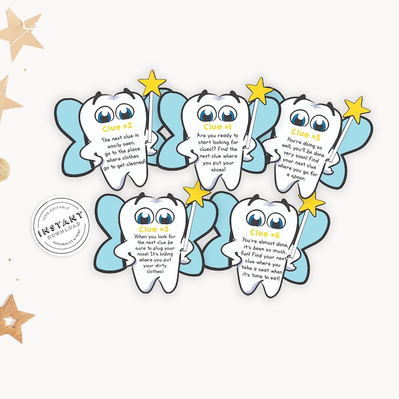 Zahnfee-Schnitzeljagd für Kinder | At Home Zahnfee-Schatzsuche Gesellschaftsspiel für Kinder Lost Tooth Schnitzeljagd Kids Print Quarantine Bild 1