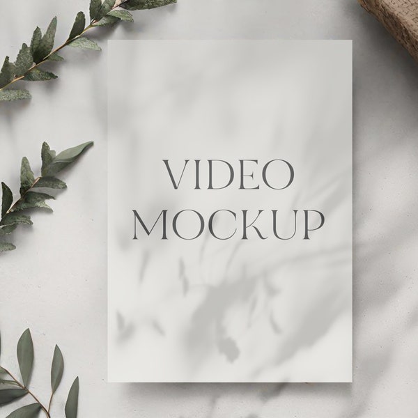 Organic 5x7 Card Video Mockup | Blank Card Mockup for Stationery Designers Motion Mockup Photoshop Simple Card Animated Mockup Loop PSD mp4
