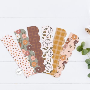 Bordo per bacheca Flower Bloom / Bordi per bacheca stampabili per insegnanti / 6 bordi per decorazioni per aule floreali in stile boho nei toni della terra
