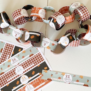 Thanksgiving Countdown Paper Chain | Thanksgiving Advent | Thanksgiving Garland | Download Paper Chain Harvest for Kids | I&#39;m Thankful For