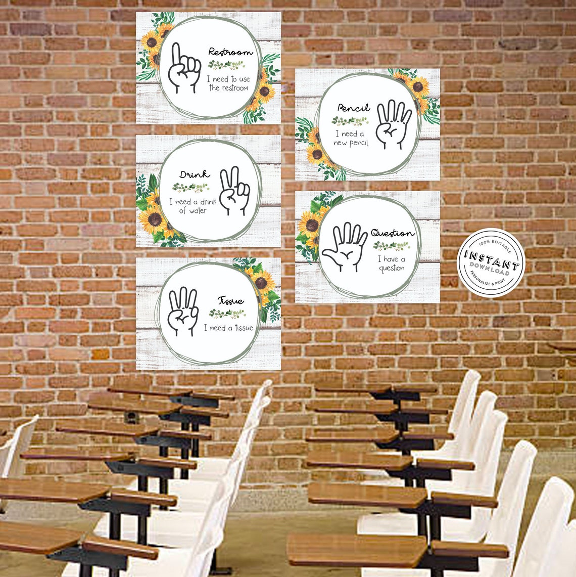 Bright & Cheery Signals Quiet Classroom Signals for Students Etsy